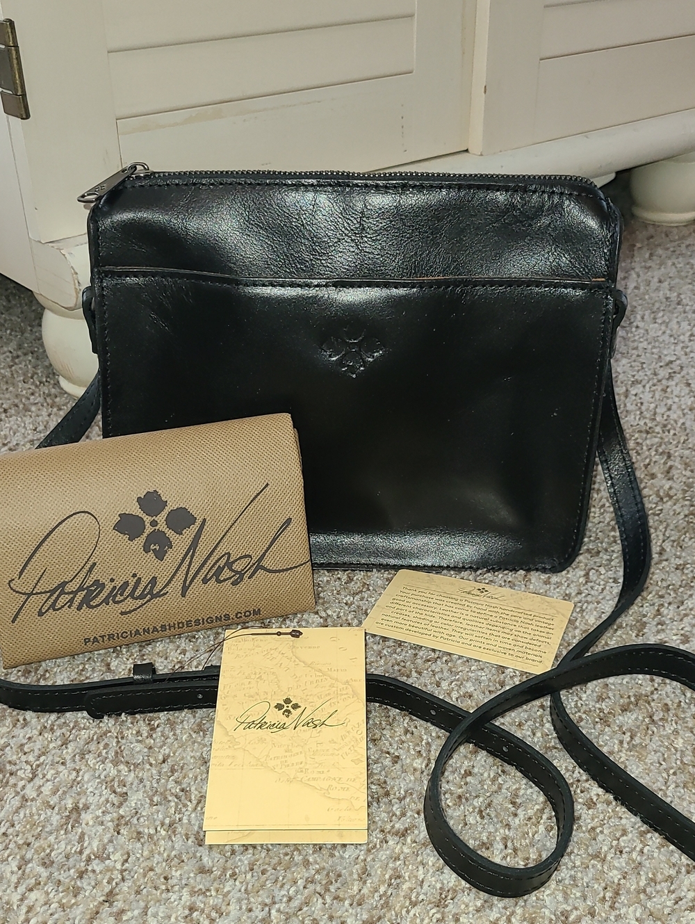 Patricia Nash Black Leather Crossbody Bag